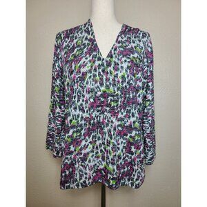 A la carte WOmens Cardigan Multicolor White Purple Green Size XL A440